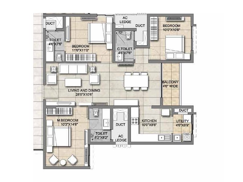 3 BHK Large